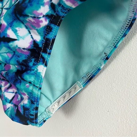 Speedo Girls Thin Strap One Piece Swimsuit Aqua/Purple Silicone Grippers Sz Med - Picture 7 of 10